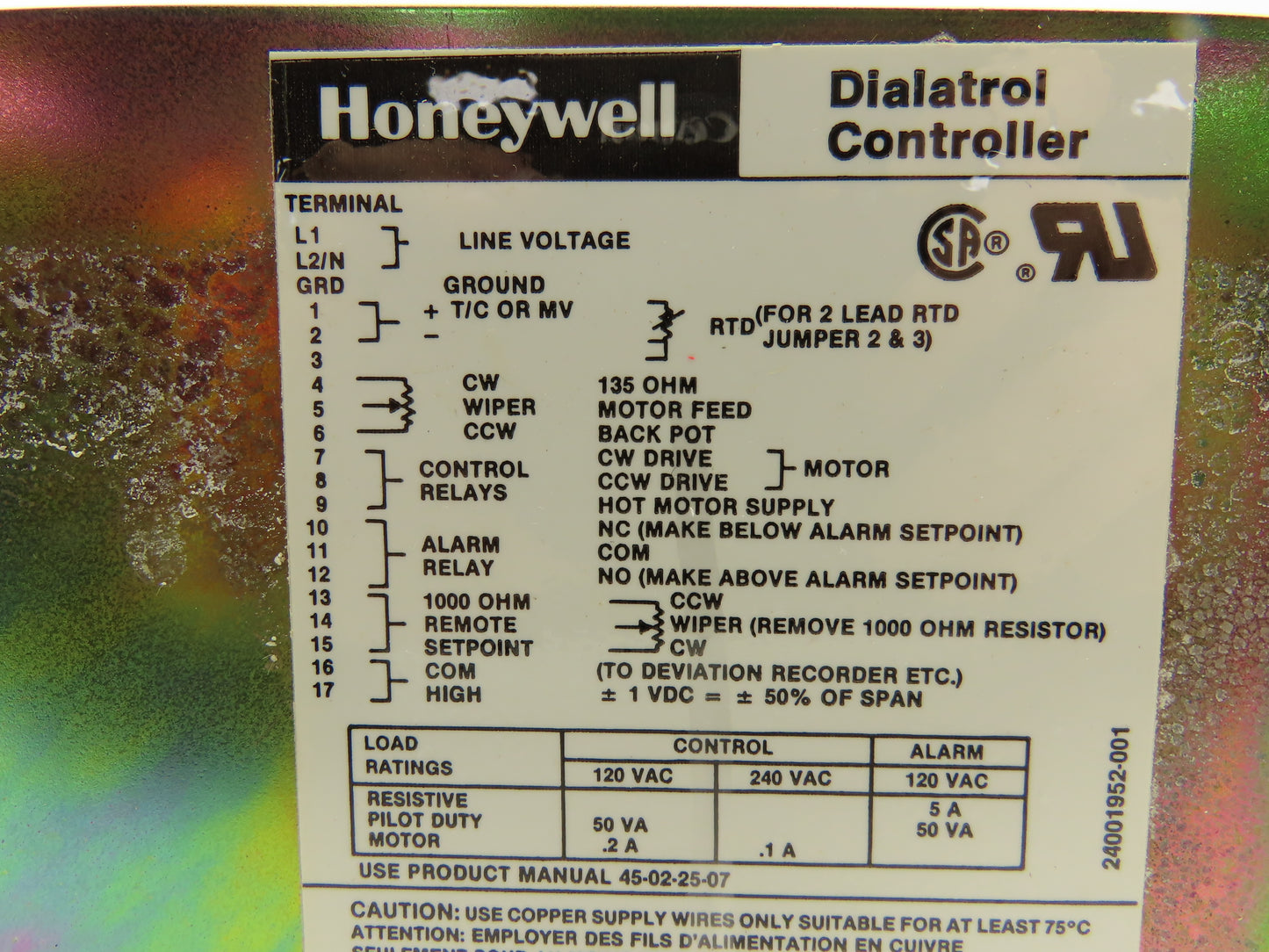 Honeywell R7352E 10153 Dialatrol Analog Temp Controller 0-1600°F 120V