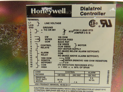 Honeywell R7352E 10153 Dialatrol Analog Temp Controller 0-1600°F 120V