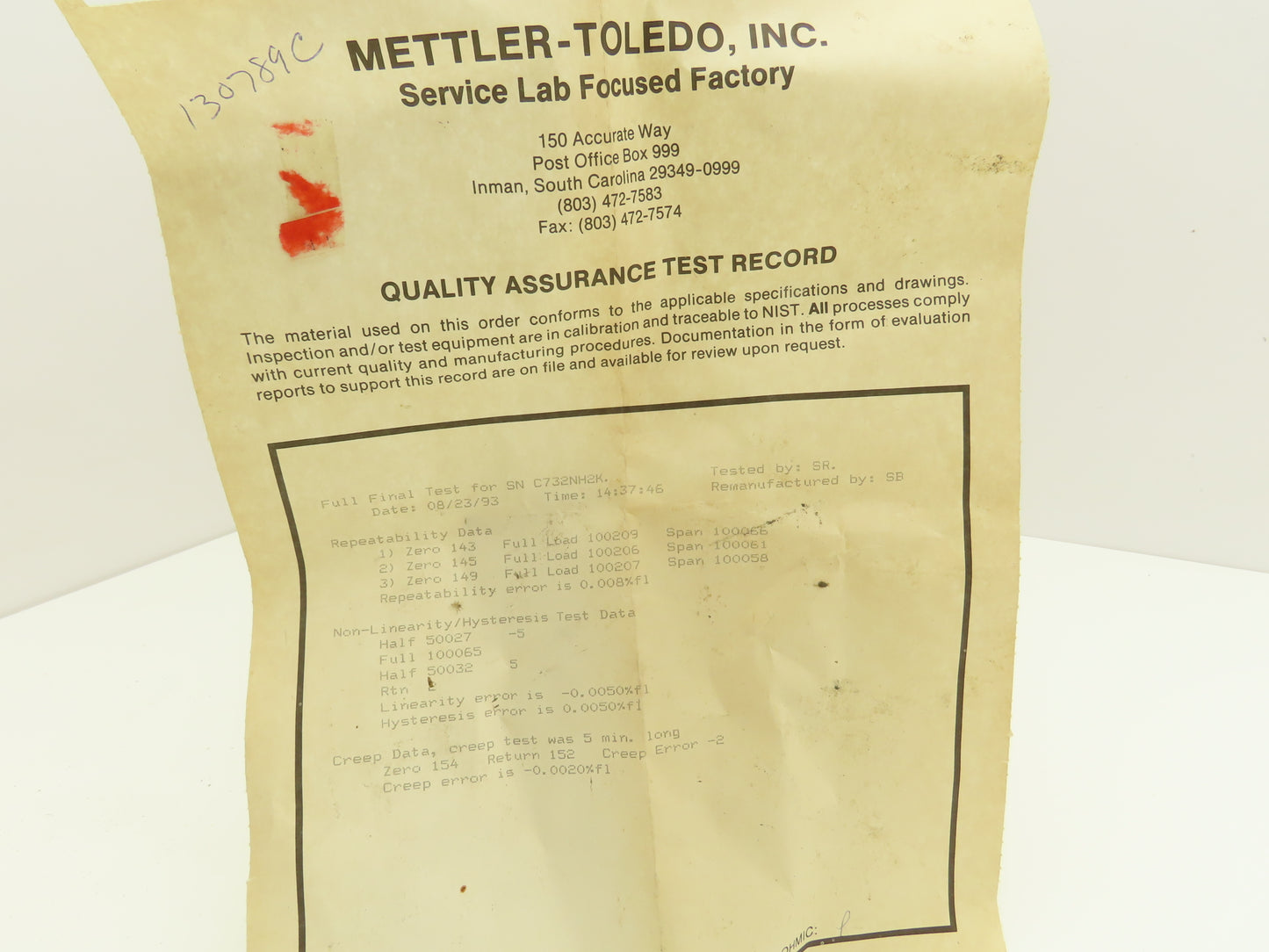 Mettler Toledo 130789R0C Weigh Scale Load Cell 5000 Lb