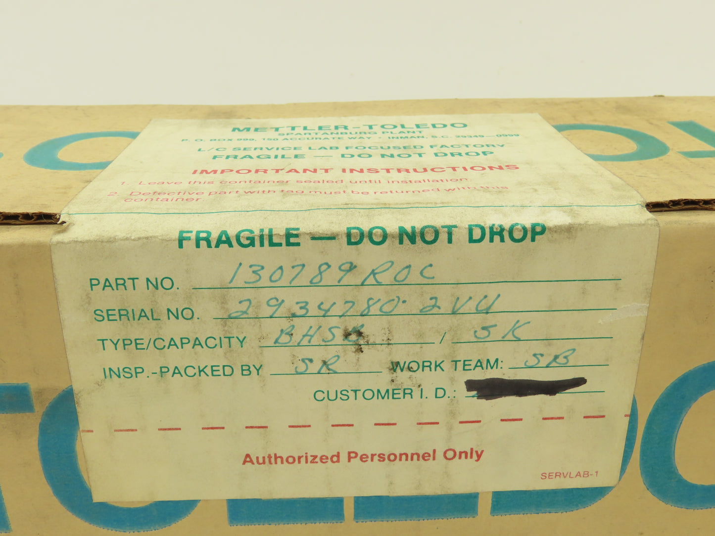 Mettler Toledo 130789R0C Weigh Scale Load Cell 5000 Lb