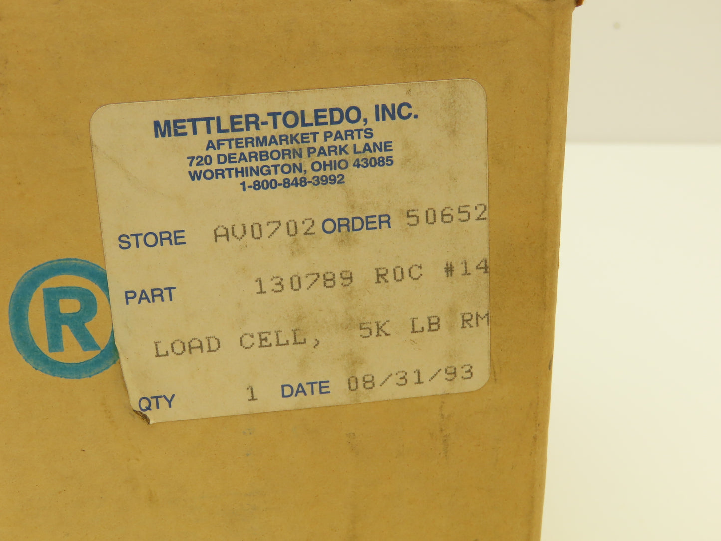 Mettler Toledo 130789R0C Weigh Scale Load Cell 5000 Lb