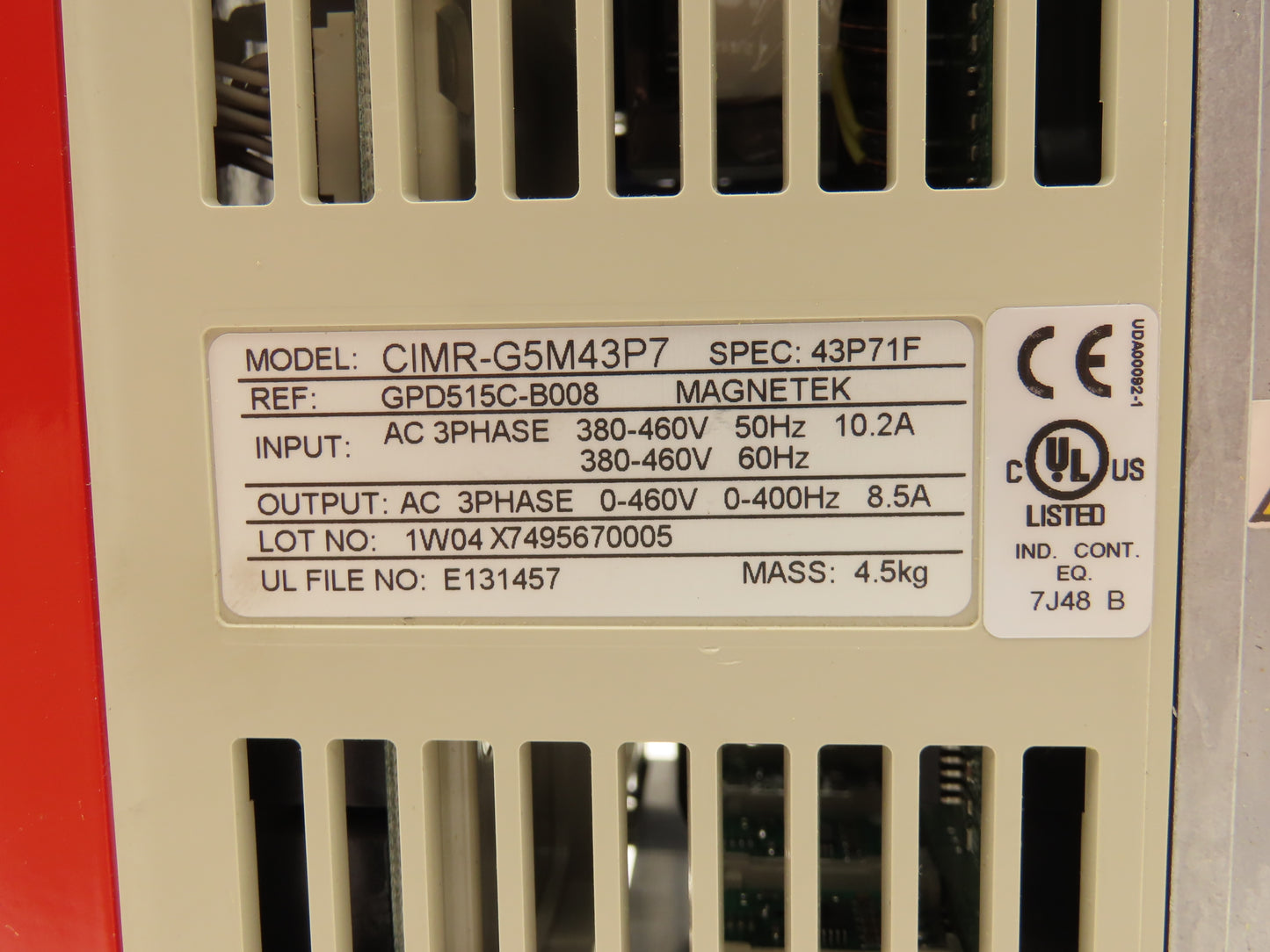 Magnetek G5M43P7 Crane Control Adjustable Frequency 380-460VAC 50-60 Hz 10.2A