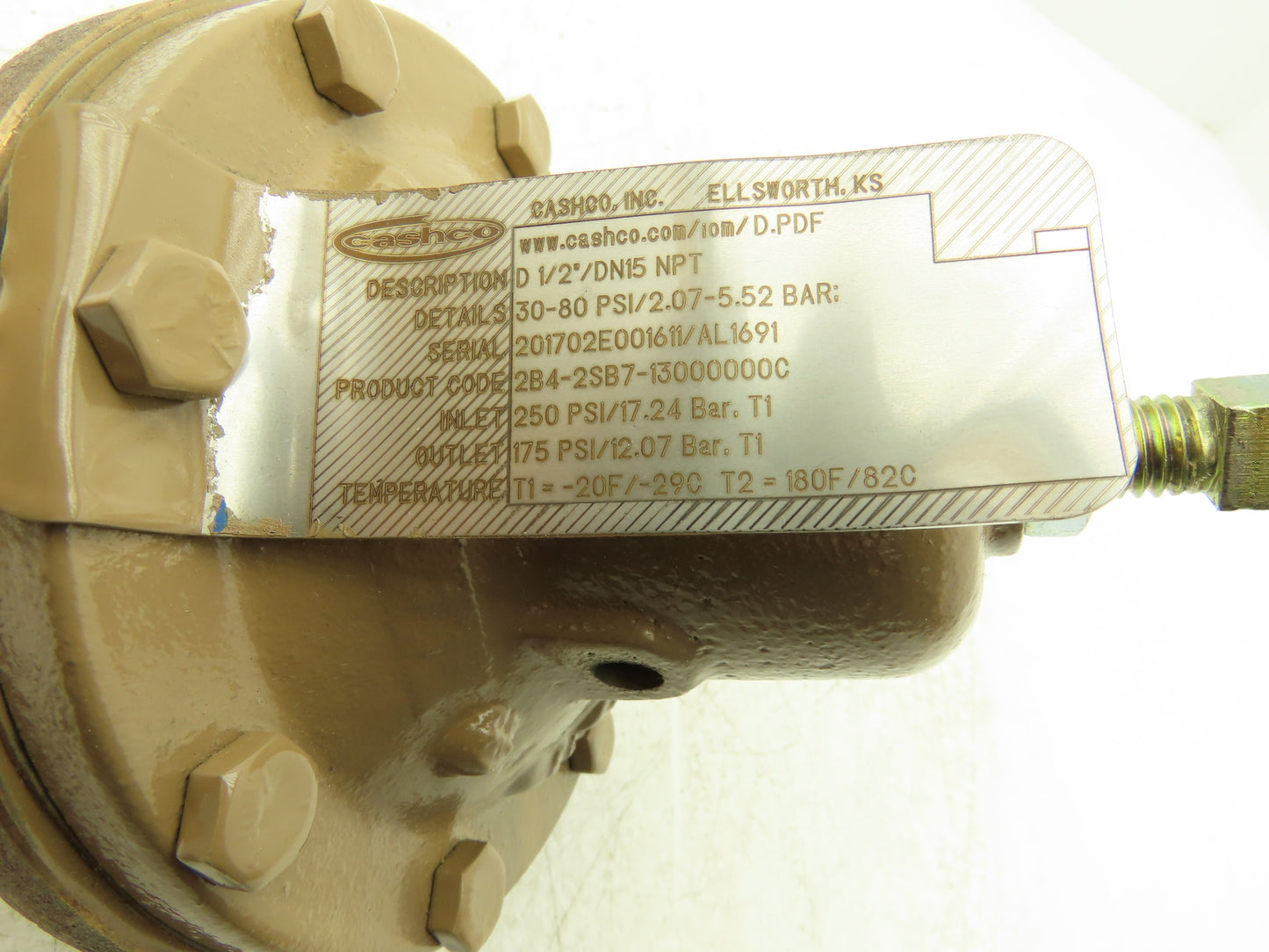 Cashco 2B4-2SB7-13000000C Bronze Pressure Regulator Valve 30-80 PSI 1/2"NPT