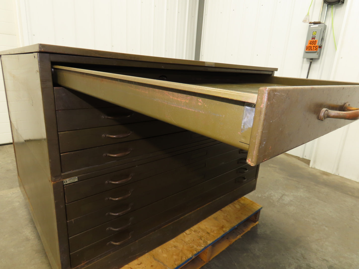 Hamilton Vintage Blueprint File Metal Cabinet 54×42x36" 10 Drawers Map Draft