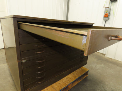 Hamilton Vintage Blueprint File Metal Cabinet 54×42x36" 10 Drawers Map Draft