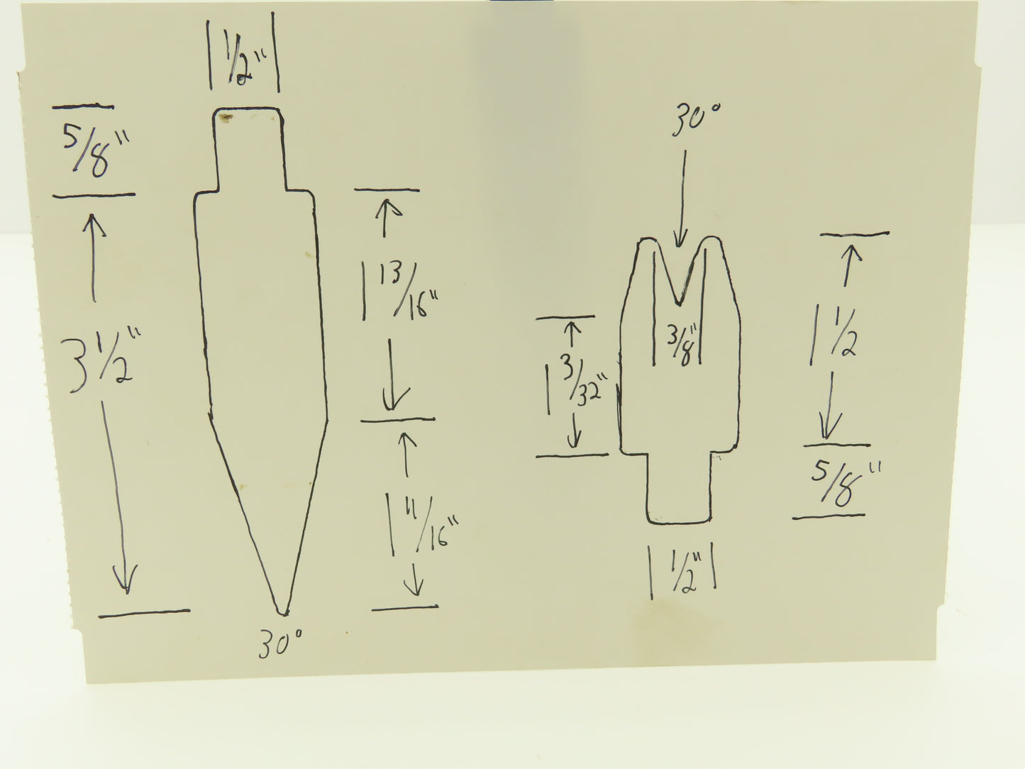 Press Brake Punch Die 10.5" Long 30° Acute V With 1/2 x 5/8" Shank Set
