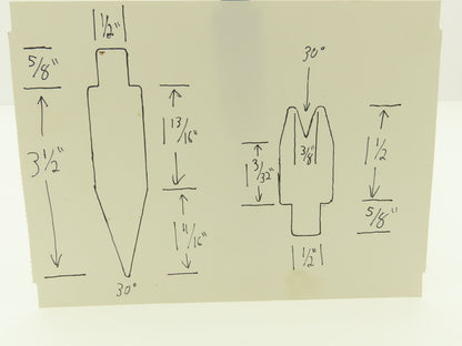 Press Brake Punch Die 10.5" Long 30° Acute V With 1/2 x 5/8" Shank Set