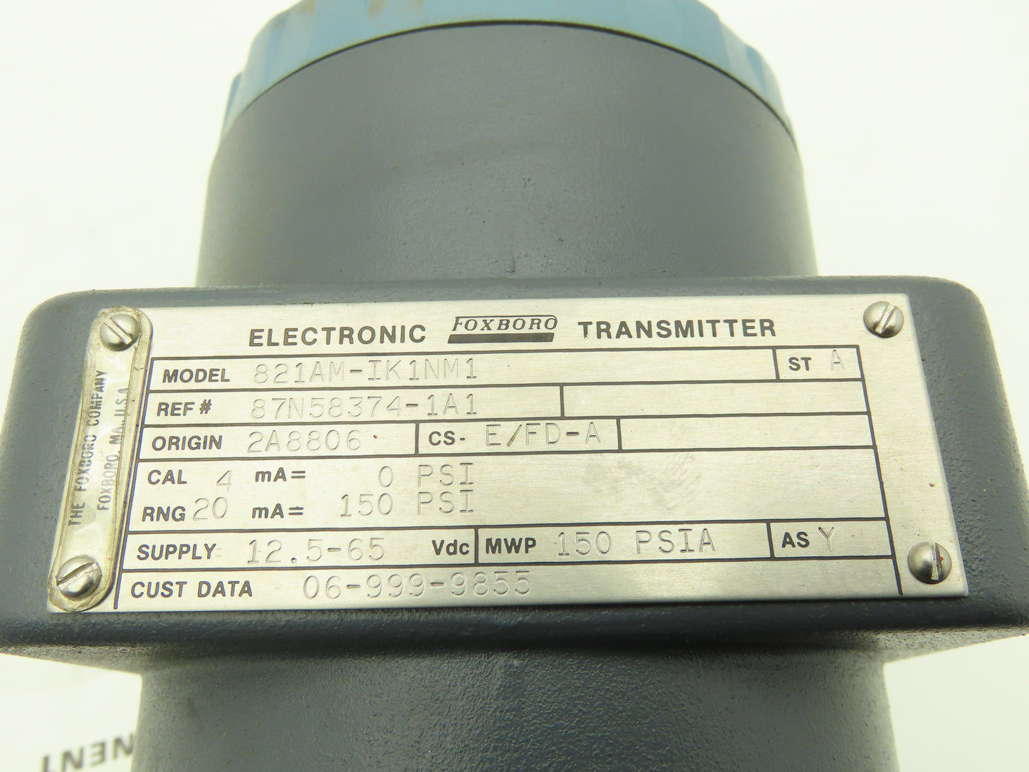 Foxboro 821AM-IK1NM1 Pressure Transmitter 150psi with Ametek SB Diaphragm Seal