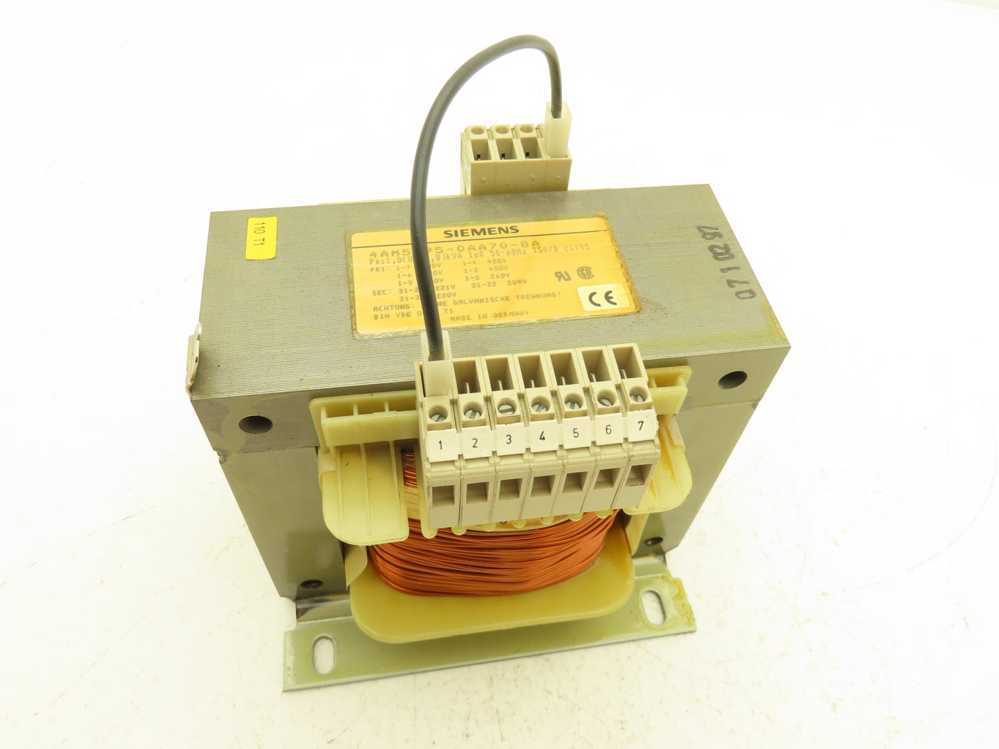 Siemens 4AM5595-0AA70-8A 1 kVA Transformer 1PH HV 260/480/600 LV 231/209/220