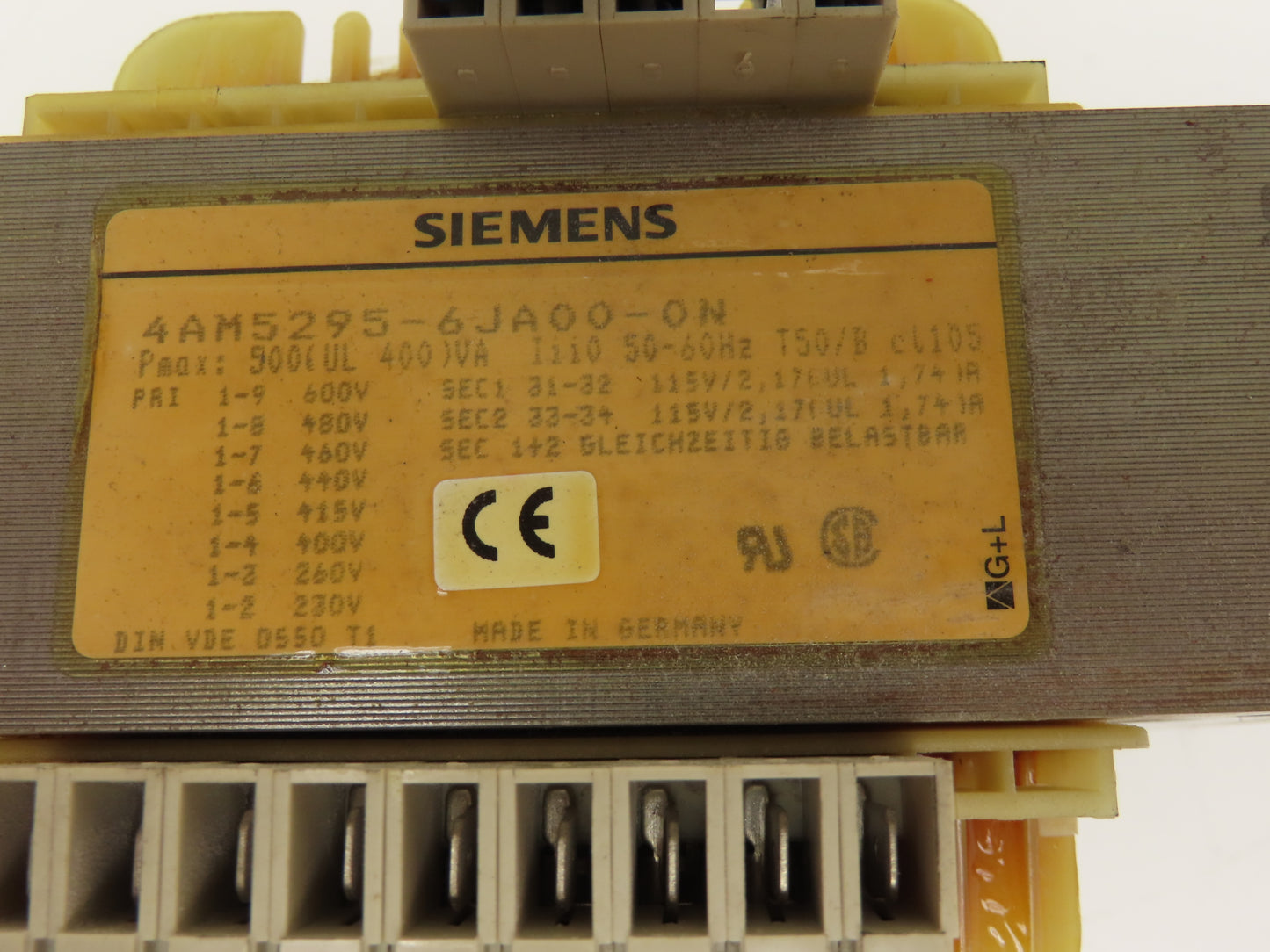 Siemens 4AM5295-6JA00-0N 500 VA Transformer 1PH HV 230/480/600 LV 115/115