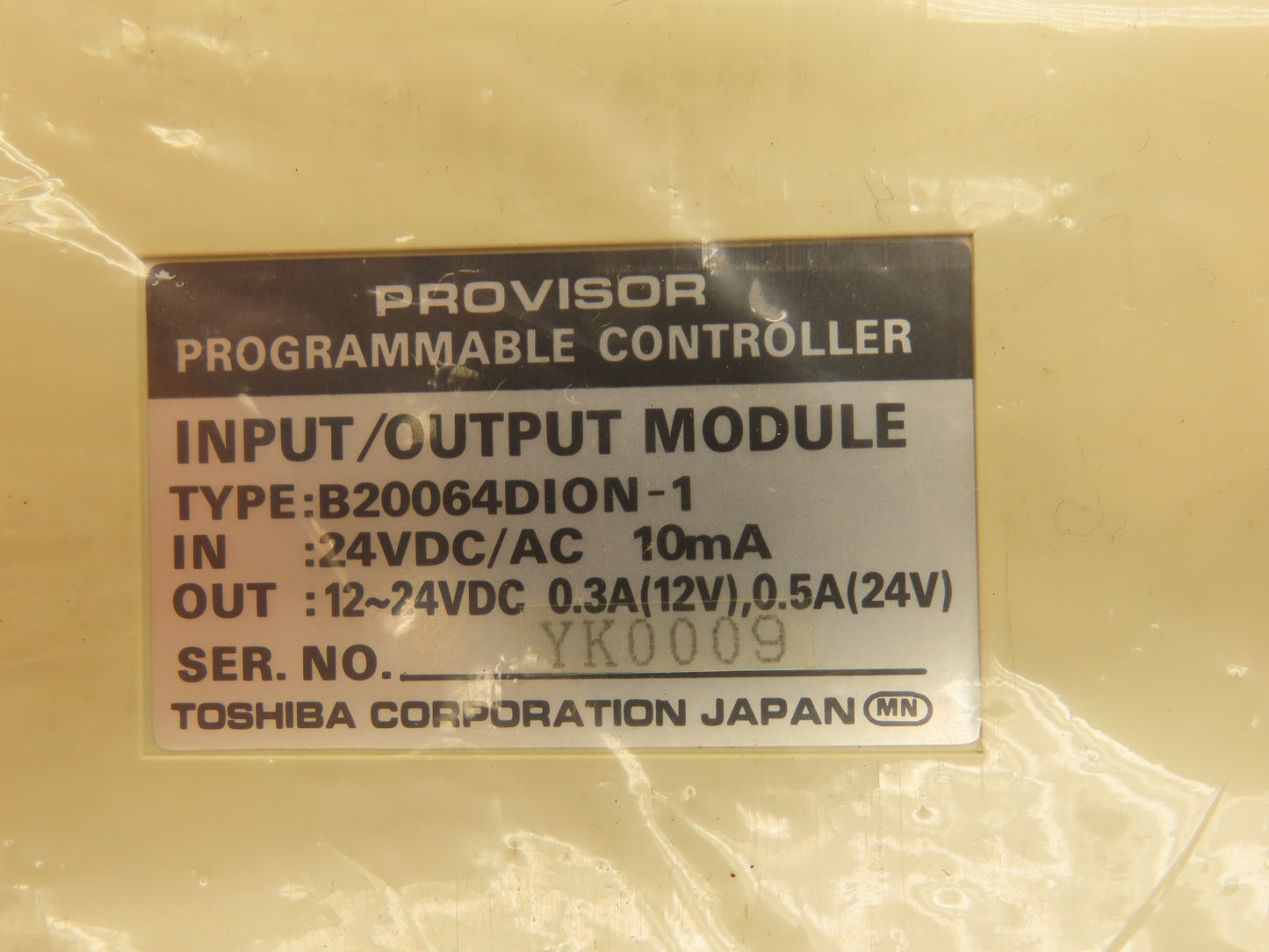 Toshiba B20064DION-1 64DIO PLC Provisor Input / Output Module 24VDC/AC 10mA
