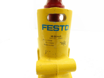 Festo HE-G3/4LO 197135 Shut Off Valve HE-LO 15-150 PSI