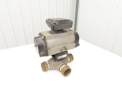 Bettis RPB2250-SR4  2"NPT 3-Way Ball Valve 316SS w/Pneumatic Actuator 120psi