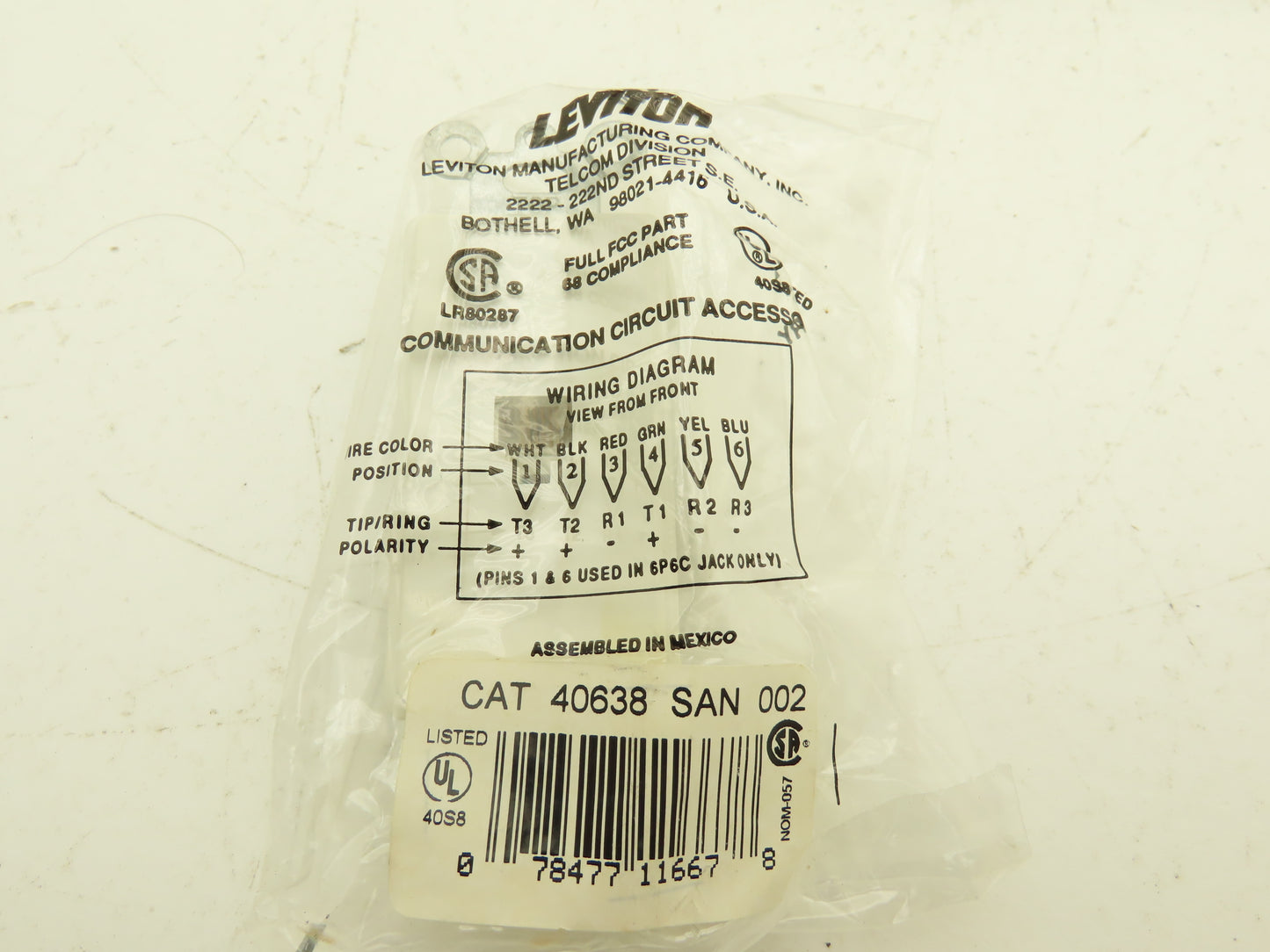 Leviton 40638-W Type 625 Flush Mount 6-Conductor Phone Jack White Lot of 50