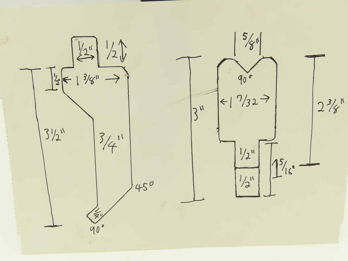 Press Brake Straight Die 12-1/4" Long 90° V With 1/2 x 5/8" Shank