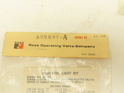Ross 862K87-A Indicator Light Service Kit 120VAC Lot of 10
