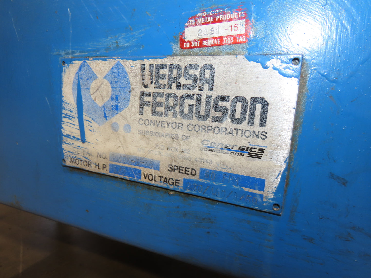 Versa 42"x 10' Slider Bed Conveyor 33.5" Belt 230/460V Center Drive 60 FPM