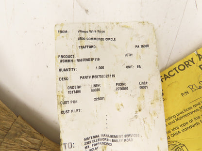 Wireco 3/8"x 100' Steel Wire Rope Crane Hoist Winch Lifting Cable R68759D2F119