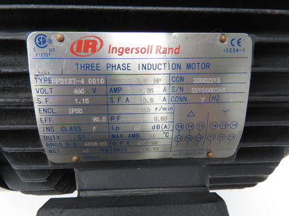 Ingersoll Rand FF213T-4 Air Compressor Motor 7.5Hp 1760 RPM 460V 3PH 213T