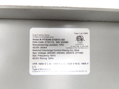 Eaton PTX 240-3Y201C-SD Innovative Technology Protector Surge Protective Device