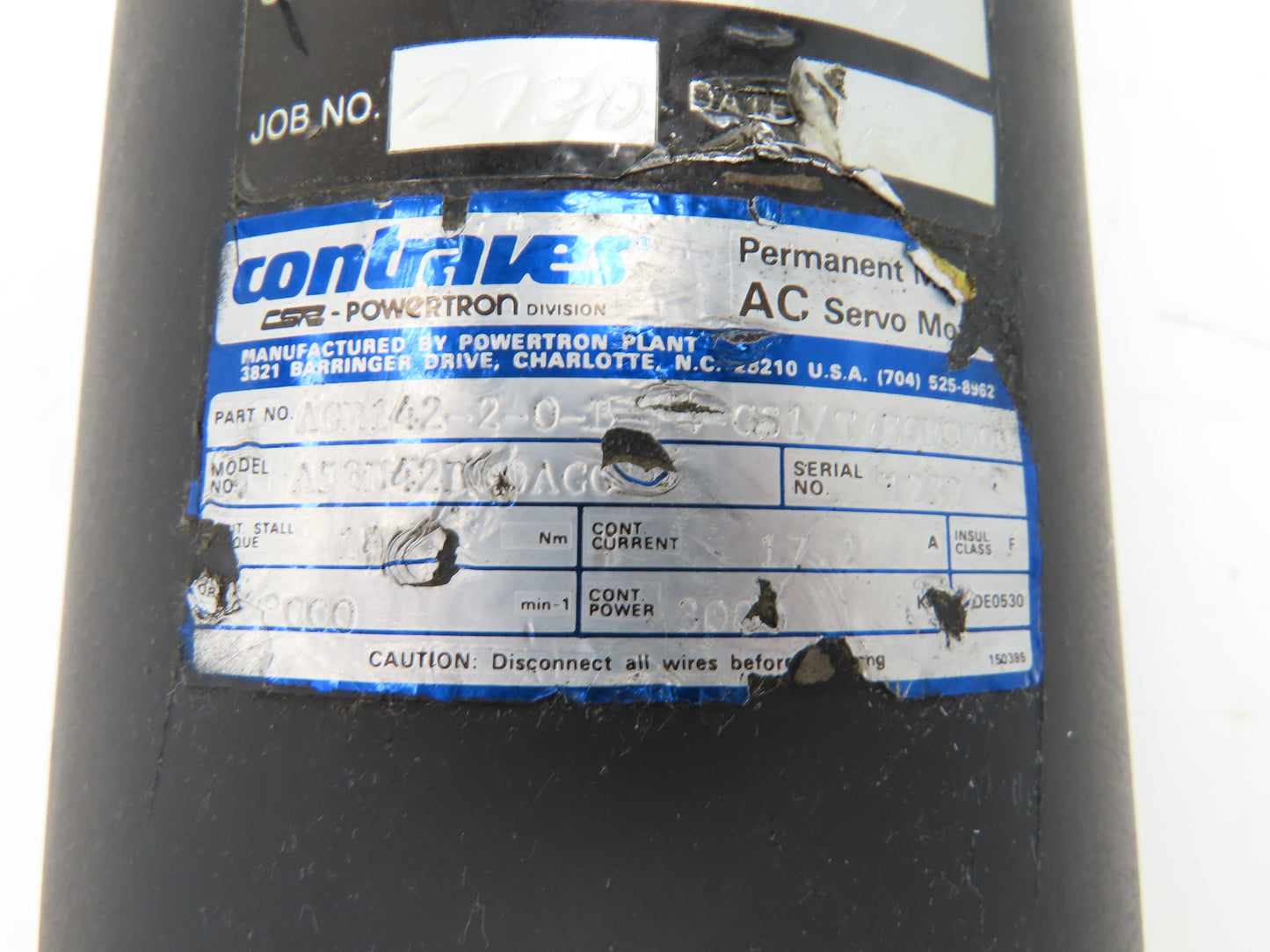 Powertron Contraves A52B42 Permanent Magnet AC Servo Motor 3000 RPM