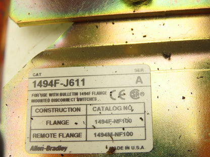 Allen Bradley 1494F-NF100 Fixed Depth Disconnect Switch 100A 600V 7" Depth