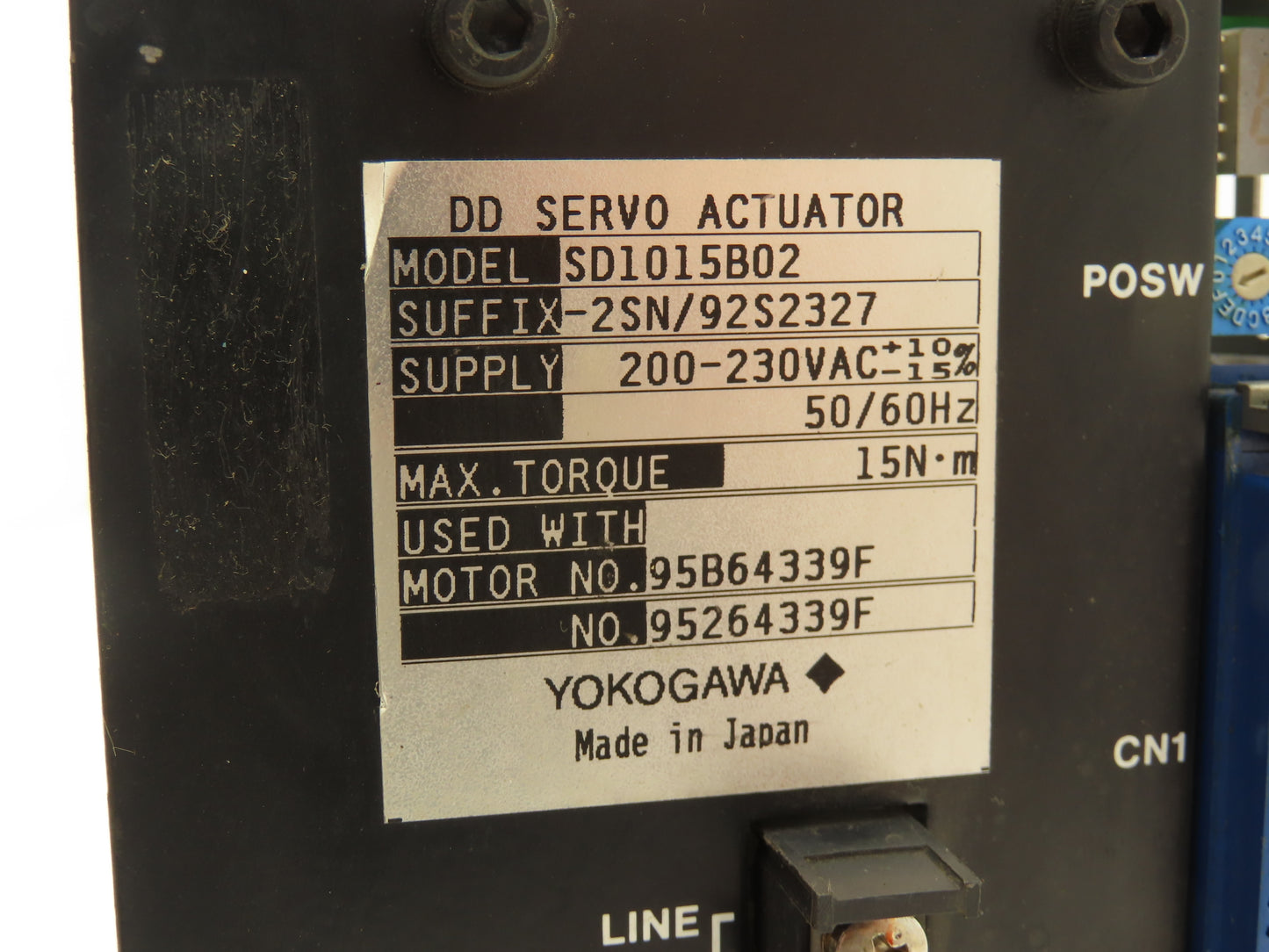 Yokogawa SD1015B02-2SN/92S2327 Dynaserv DD Servo Actuator Drive 1Ph 230V In