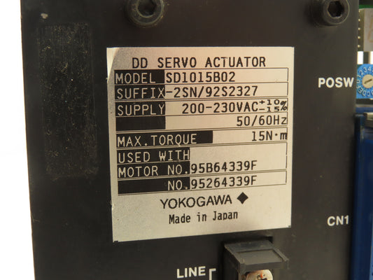 Yokogawa SD1015B02-2SN/92S2327 Dynaserv DD Servo Actuator Drive 1Ph 230V In
