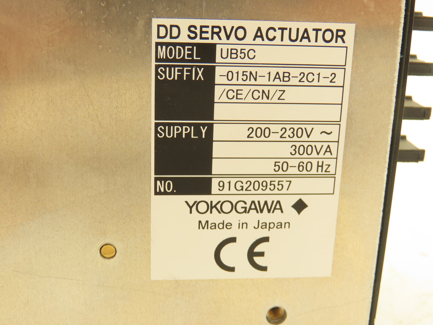 Yokogawa UB5C Dynaserv DD Servo Actuator 200-230V 50/60Hz 1Ph 300VA