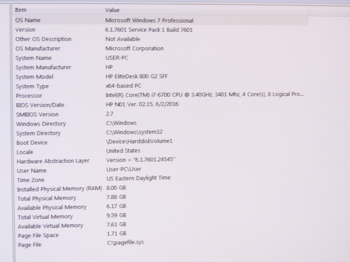 HP 800G2 SFF Elite Desk Intel Core i7-6700 3.4 GHz Quad W7 Pro 128GB SSD 8GB RAM