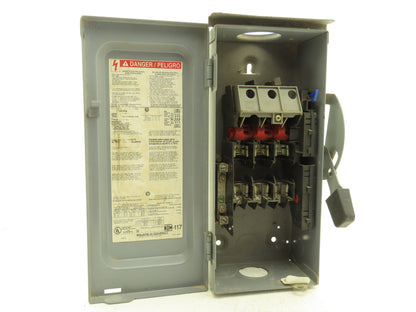 Square D H322NRB Safety Switch Disconnect 3 Ph 60 Amp 3 Pole 240Vac Fusible