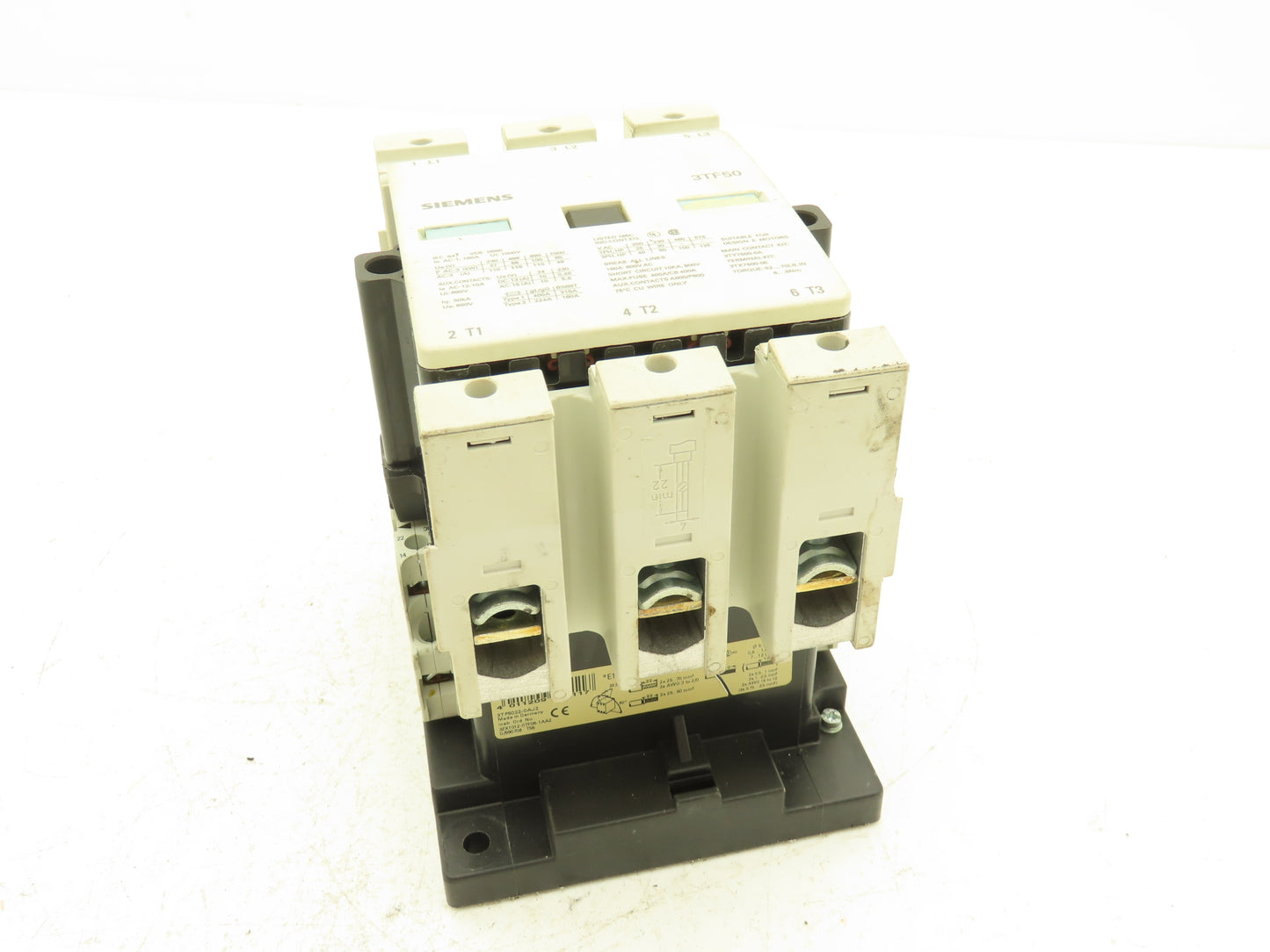 Siemens 3TF50 22-0AJ2 Motor Starter IEC Contactor 3Ph 1000V 125Hp 160A Coil 115V