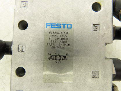 Festo VL-5/3G-3/8-B Pneumatic Control Valve 40-145PSI 3/8"NPT Ports Lot of 2