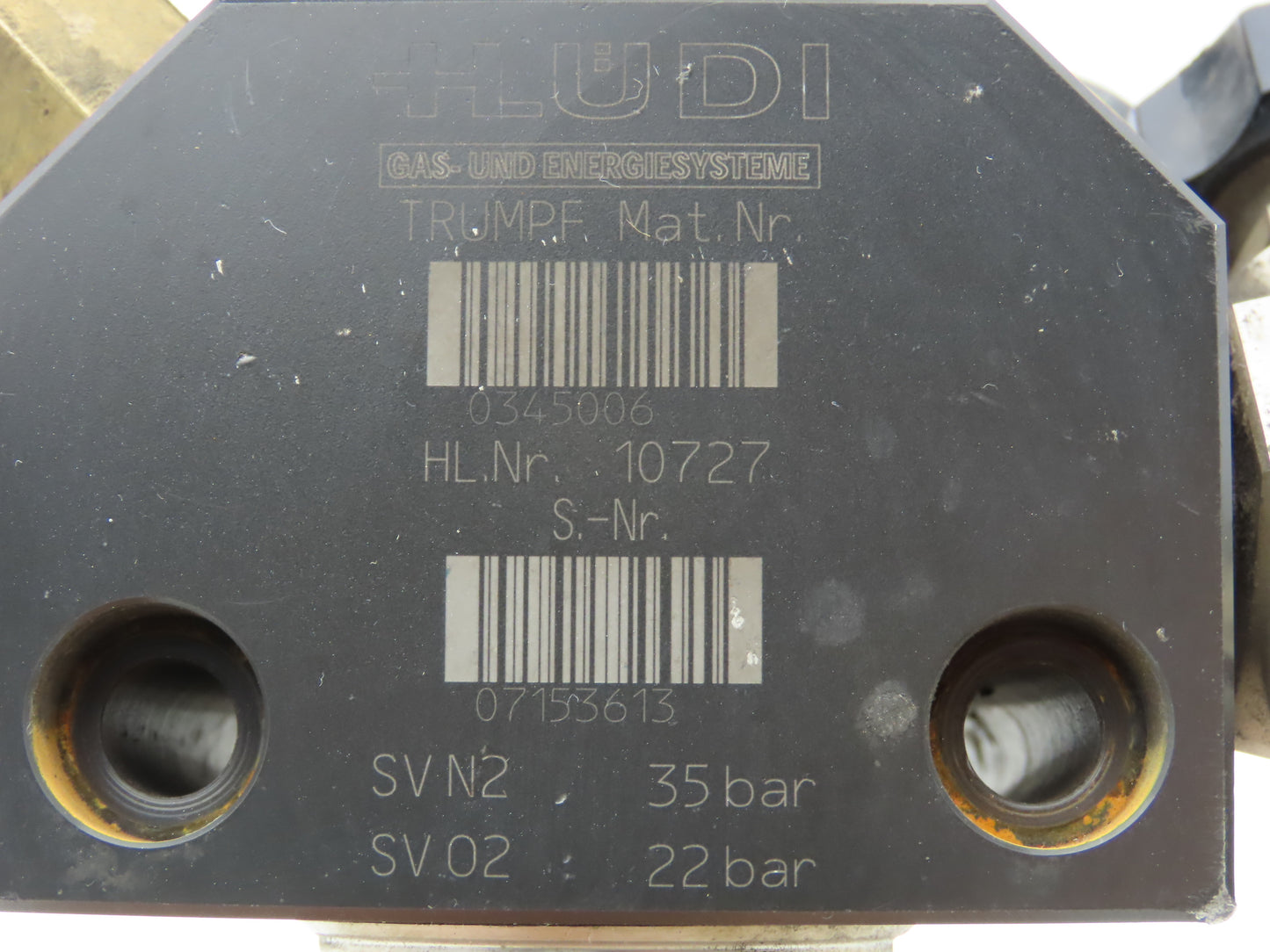 HLUDI Trumpf 10727 Nitrogen Oxygen Regulator Valve 24VDC Solenoids 00156911