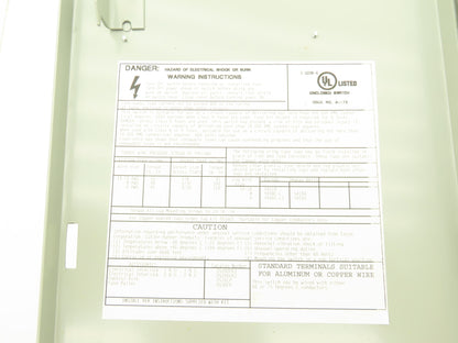 Eaton Cutler Hammer Safety Disconnect Switch 30A 600V 3 Pole Fusible