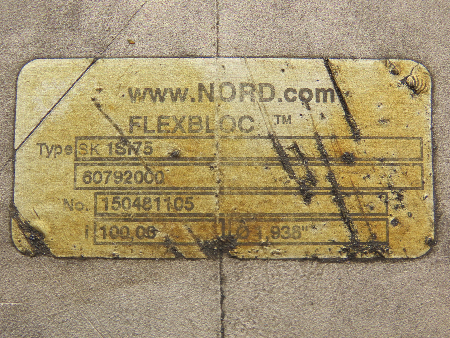 Nord SK1SI75 Flexbloc Worm Gearbox 100:1 Reducer 1-15/16" Hollow Shaft IEC 80