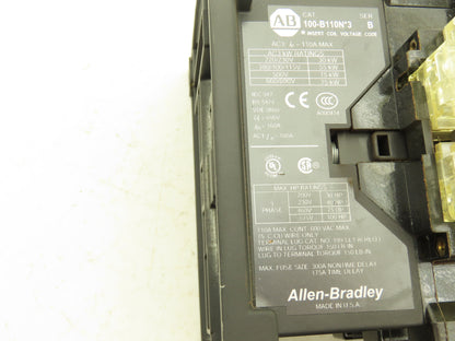 Allen Bradley 100-B110ND3 Motor Starter Contactor 100Hp 600VAC 3Ph w/Overload