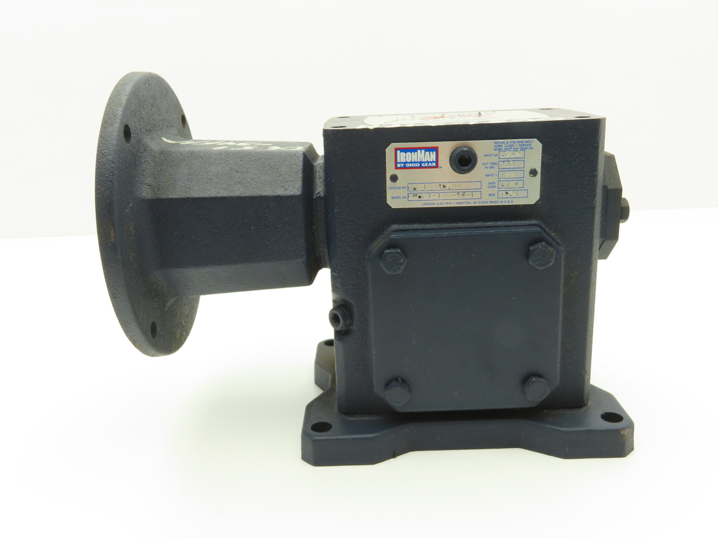 Leeson Ironman BM821-100-56-L Worm Gearbox 100:1 Reducer 0.21Hp 17.5 RPM 56C LH