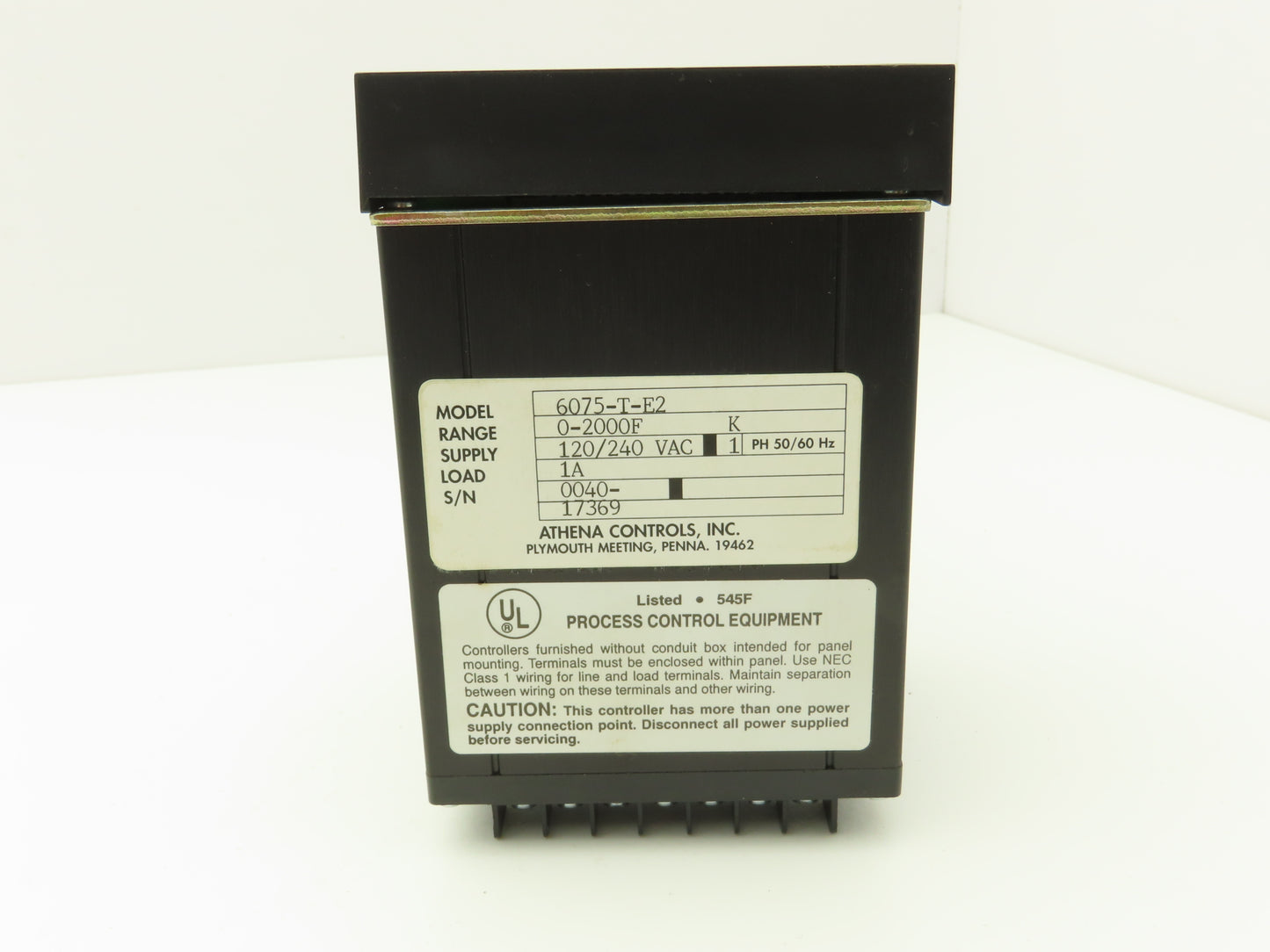 Athena Controls 6075-T-E2 Digital Temperature Controller Module 120-240V 0-2000F