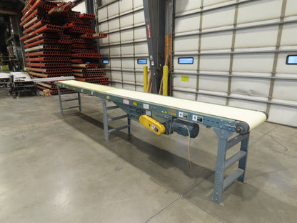 Hytrol 27"x 17' 10" Slider Bed Conveyor 18"Belt 2Hp 3PH Center Drive 86FPM