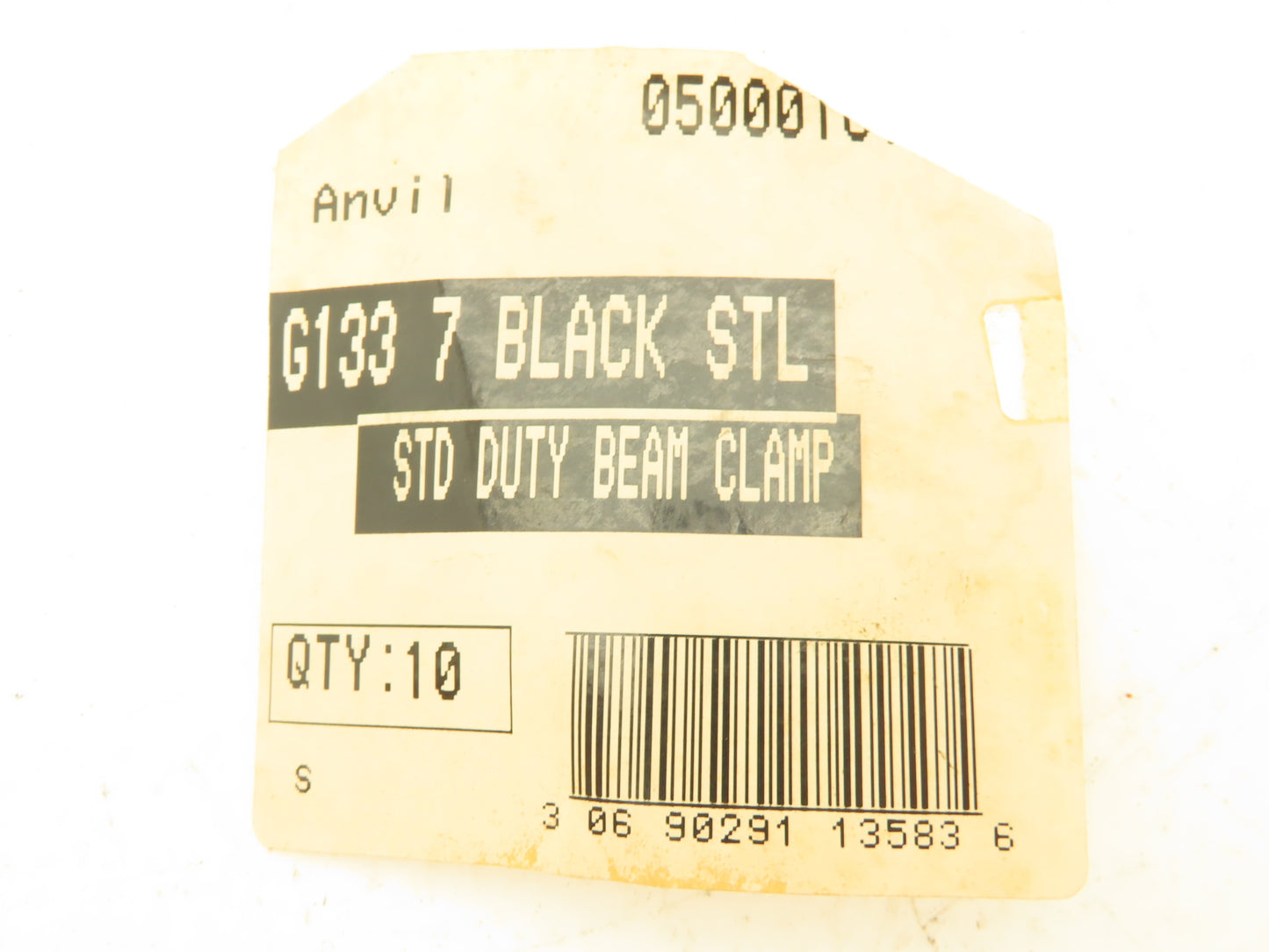 Anvil G133 7 BLK STL Standard Duty Beam Clamp Hanger 7" Lot of 10=Box of 10 Pcs