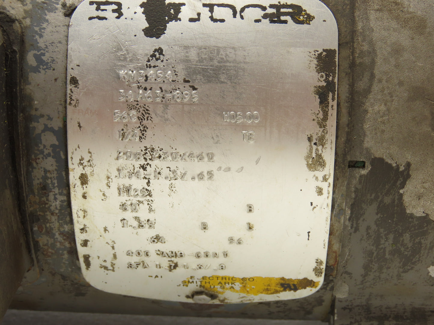 Baldor KM3454 Gearmotor 150:1 Reducer 1725/12rpm 1/4Hp 230/460V 3PH 56C