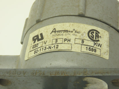 Accu-Therm 50-113-N-12 Immersion Heater Element 9kw 480V 3PH 25"L Flange Mount