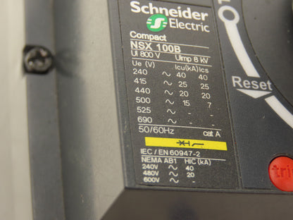 Schneider NSX100B Compact Circuit Breaker 28-40A 800V 3 Pole Panel Disconnect