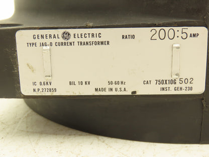 General Electric 750X10G 502 JAG-0 Current Transformer 200:5A Ratio