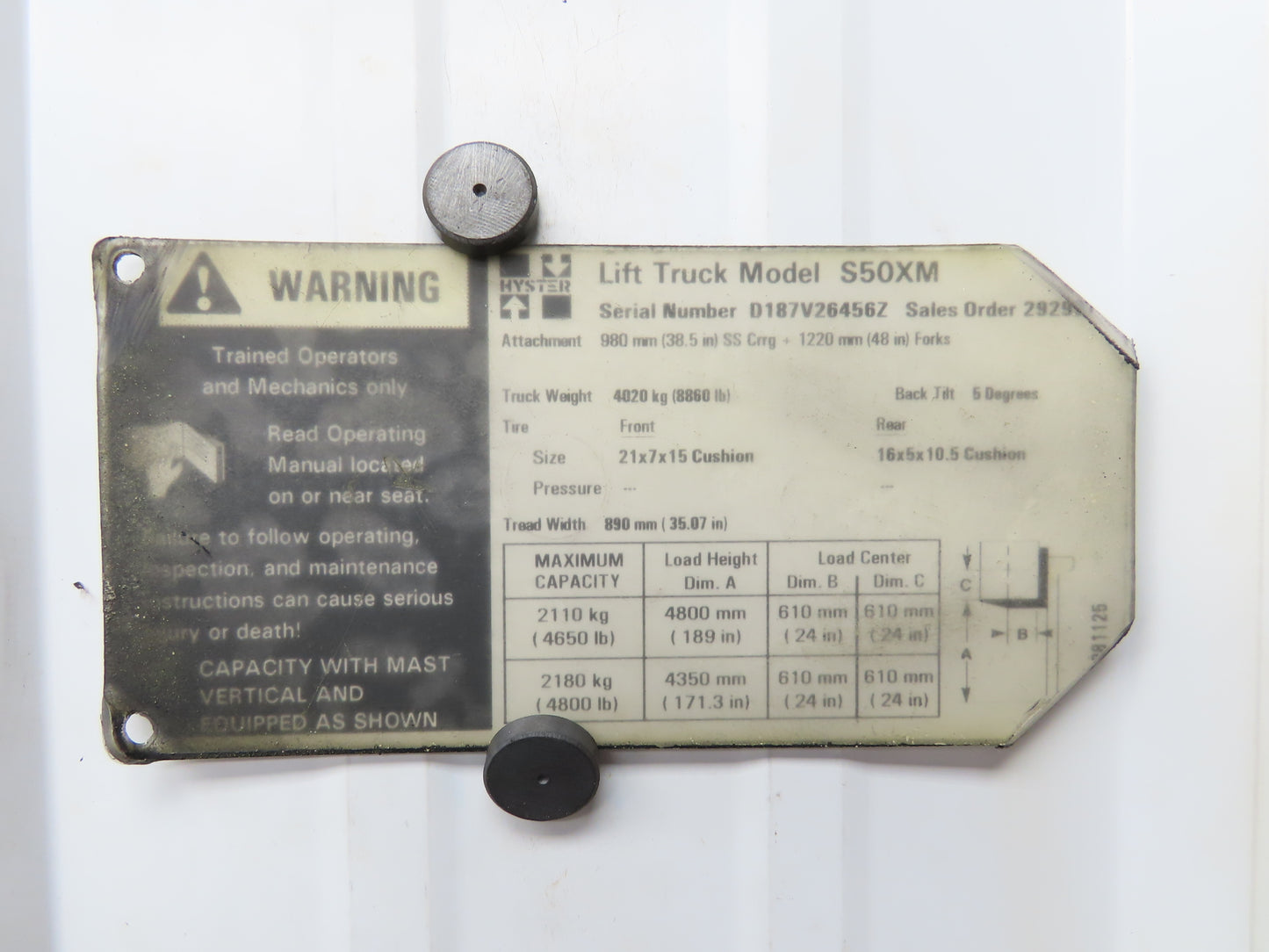 Hyster S50XM Forklift Mast 189" 3-Stage Tilt Class 2 Gas 4800lbs *Read