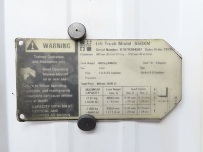 Hyster S50XM Forklift Mast 189" 3-Stage Tilt Class 2 Gas 4800lbs *Read