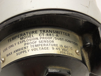 Hy-Cal CT-881-A Temperature Transmitter 8" Probe 9-45VDC
