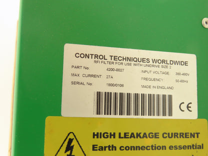 Control Techniques Worldwide 42000027 RFI Filter Unidrive 308-480VAC 50/60Hz 27A
