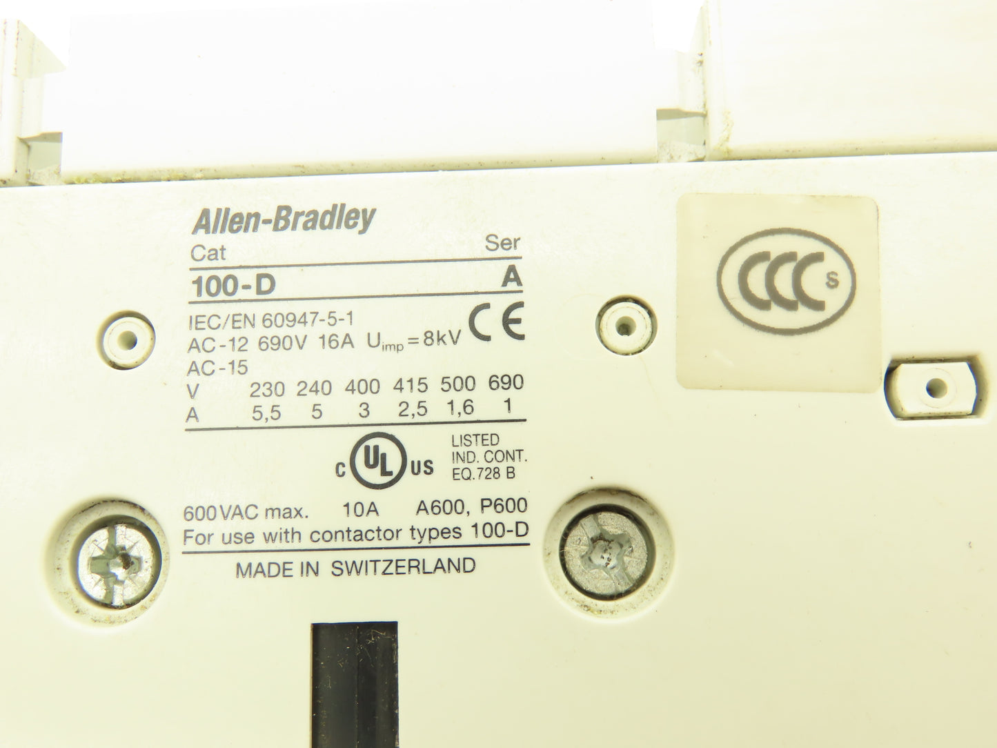 Allen Bradley 100-D180 Motor Starter Contactor 250A 3Ph 600VAC 150HP W Interlock